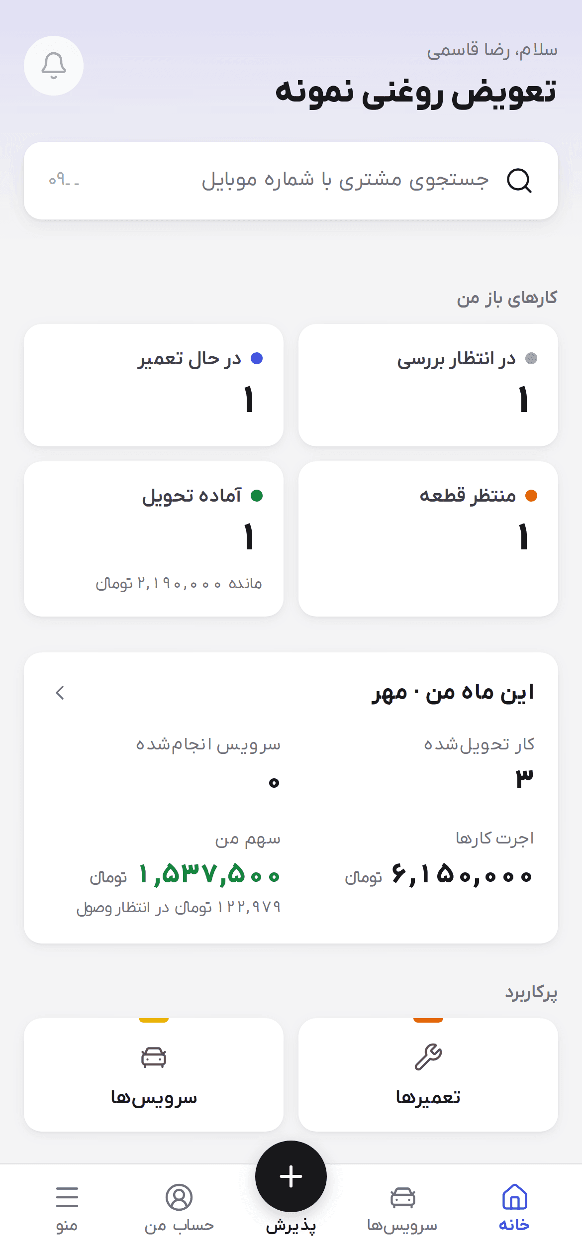 خانه تعمیرکار با کارهای باز من و این ماه من